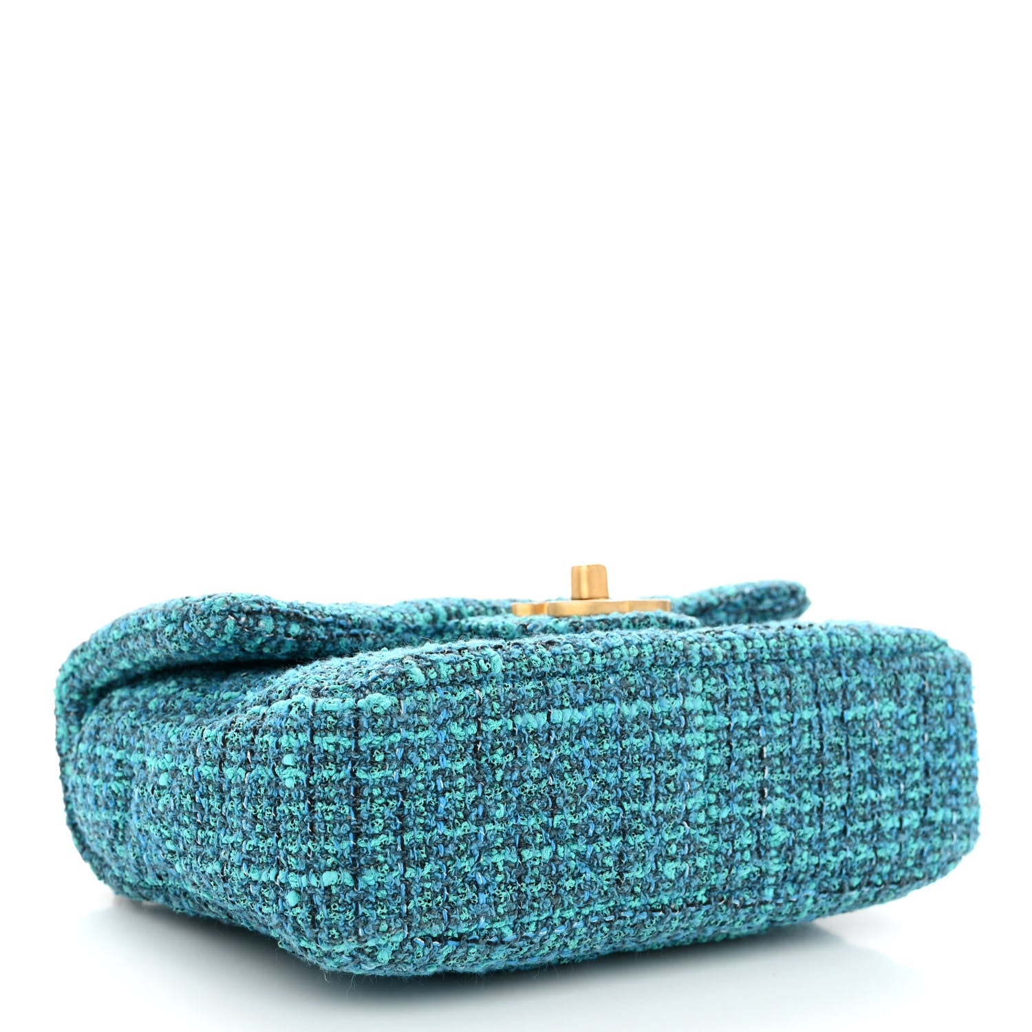 Chanel Tweed Enamel Quilted Pending CC Mini Square Flap Blue Green 4 of 10
