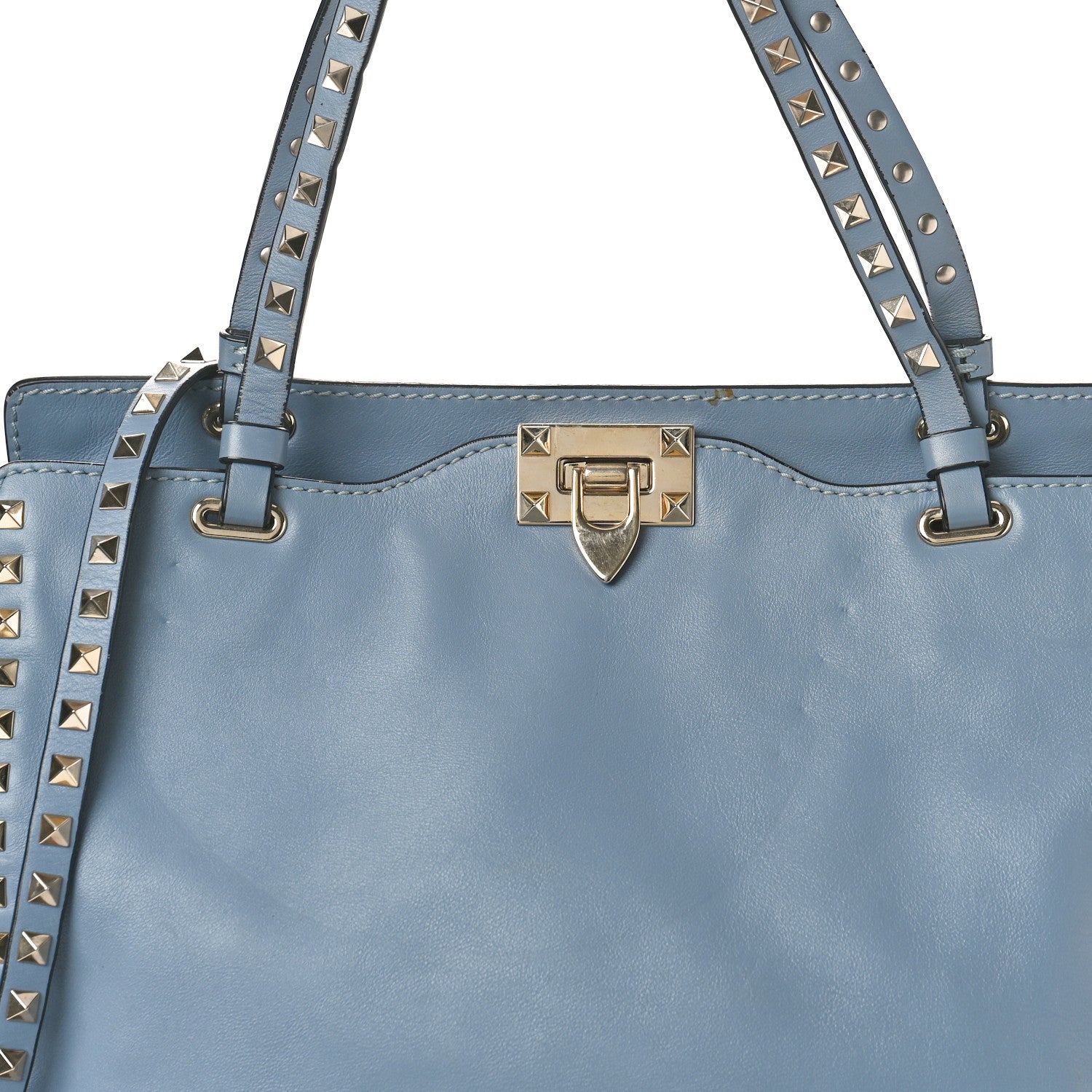 Valentino Garavani Vitello Medium Rockstud Tote London Stone 9 of 10
