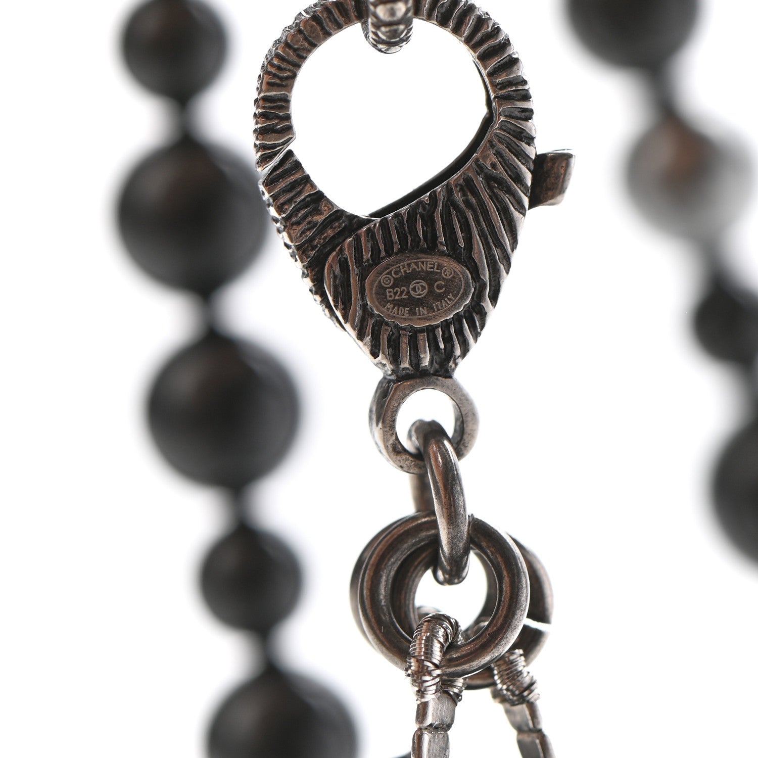 Chanel Pearl Crystal Long CC Necklace Black Black Grey 6 of 6