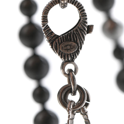 Chanel Pearl Crystal Long CC Necklace Black Black Grey 6 of 6