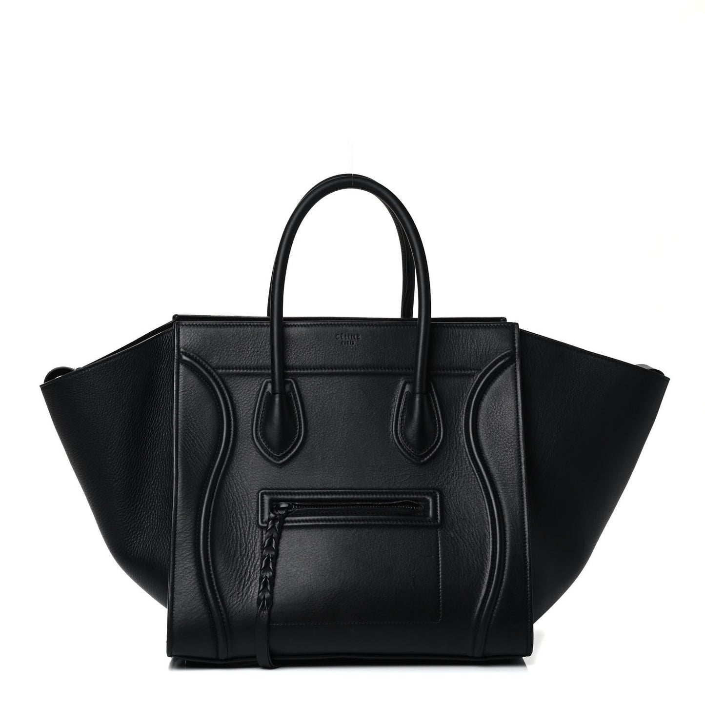 Supple Calfskin Medium Phantom Luggage Black
