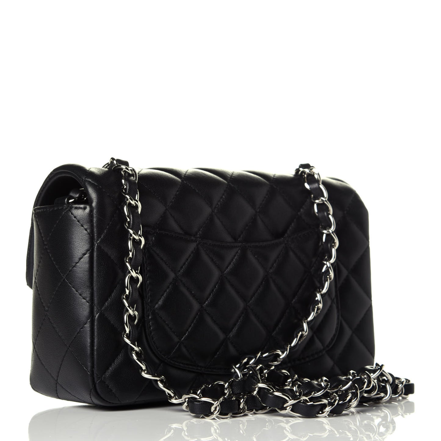 Lambskin Quilted Mini Rectangular Flap Black