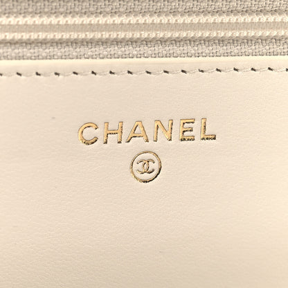 Chanel Lambskin Enamel Quilted Pearl Crush Wallet On Chain WOC White 6 of 12