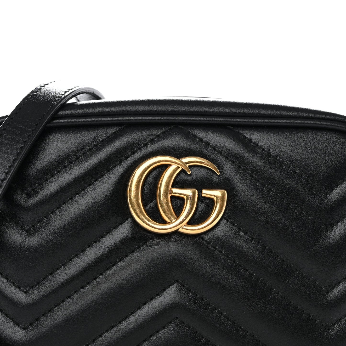 Calfskin Matelasse Mini GG Marmont Chain Shoulder Bag Black