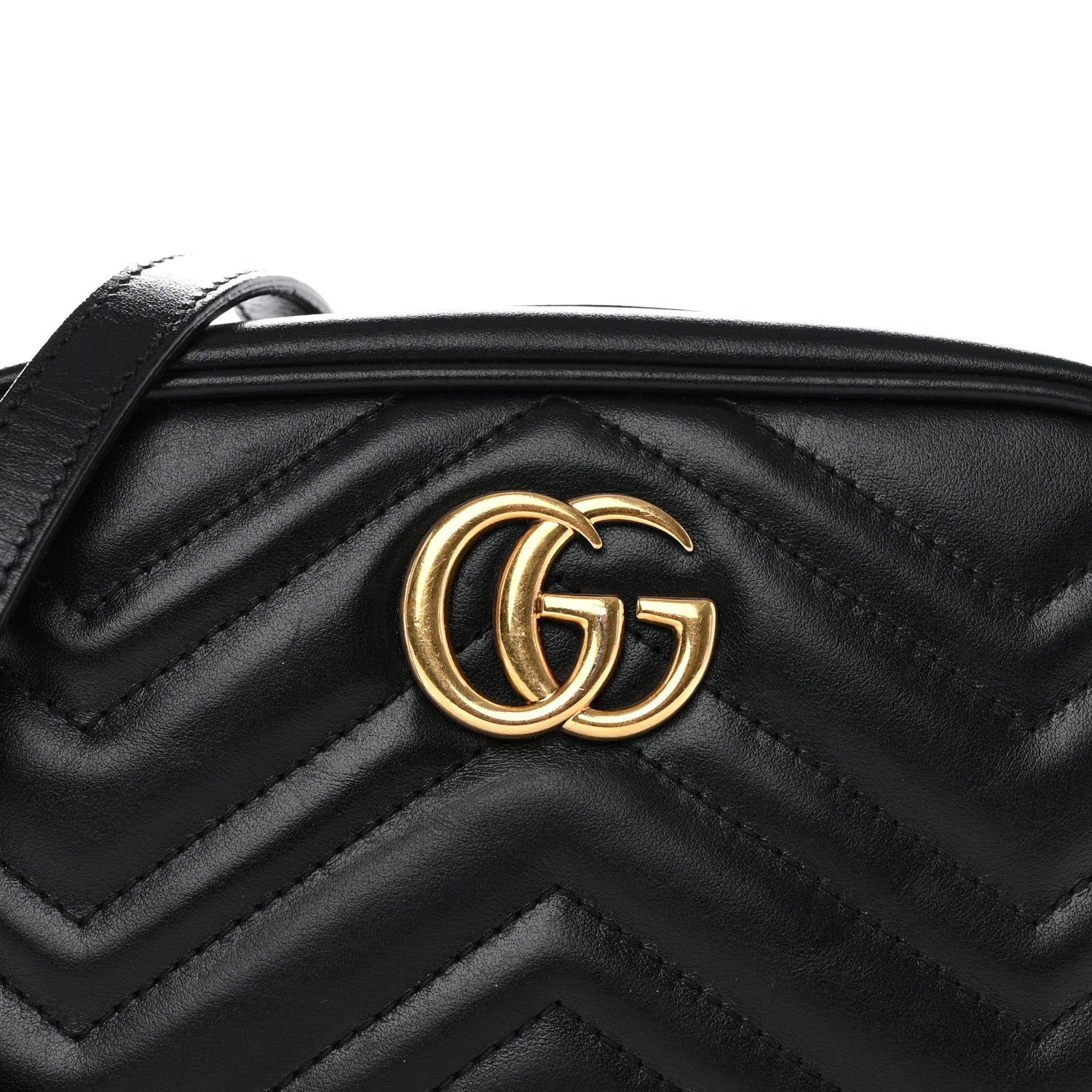 Gucci Calfskin Matelasse Mini GG Marmont Chain Shoulder Bag Black 5 of 11