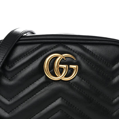Gucci Calfskin Matelasse Mini GG Marmont Chain Shoulder Bag Black 5 of 11