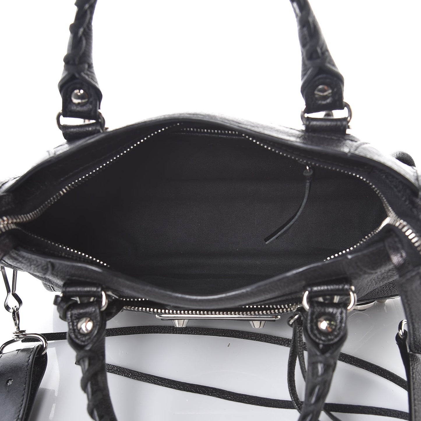 Chevre Silver Metallic Edge Hardware Mini City Black
