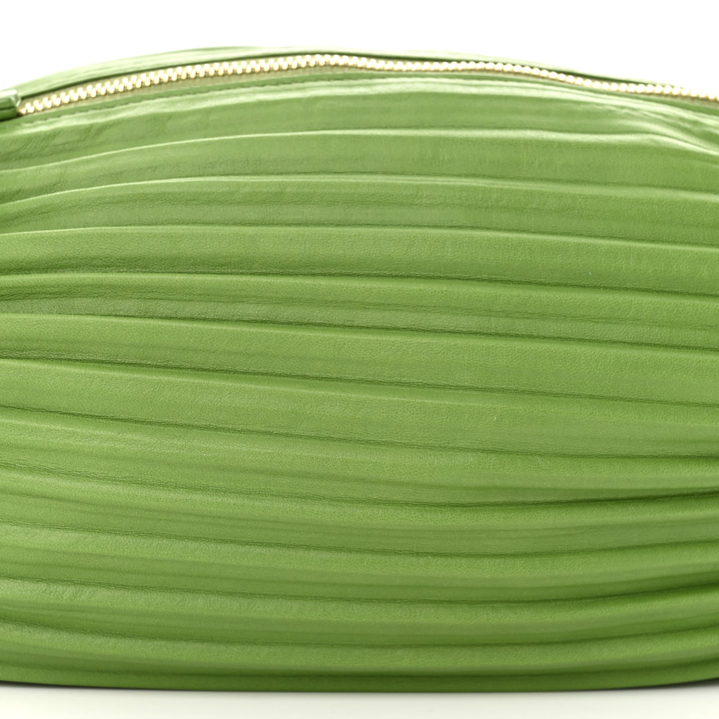 Lambskin Pleated Bracelet Pouch Shoulder Bag Spring Green