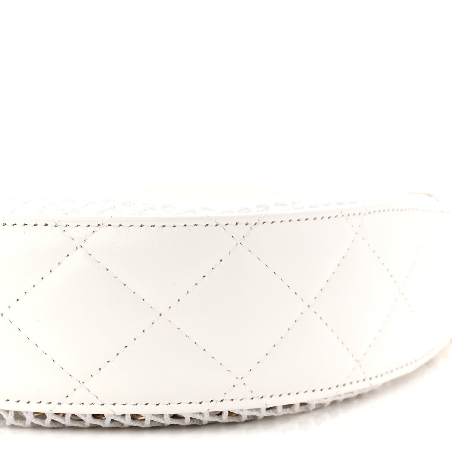 Mesh Shiny Lambskin Chain Hobo White