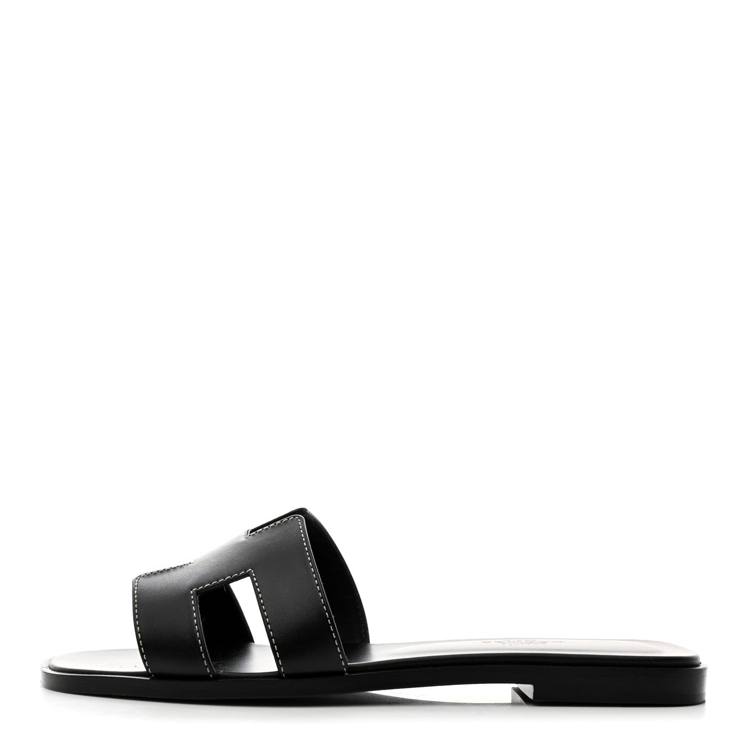 Hermes Box Calfskin Oran Sandals 36.5 Black 1 of 8