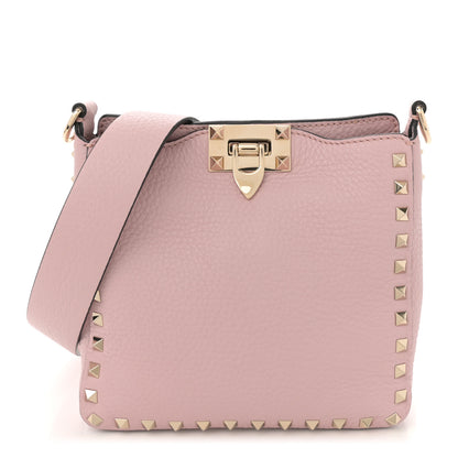 Valentino Garavani Pebbled Calfskin Mini Rockstud Flip-Lock Messenger Bag Water Rose 1 of 10