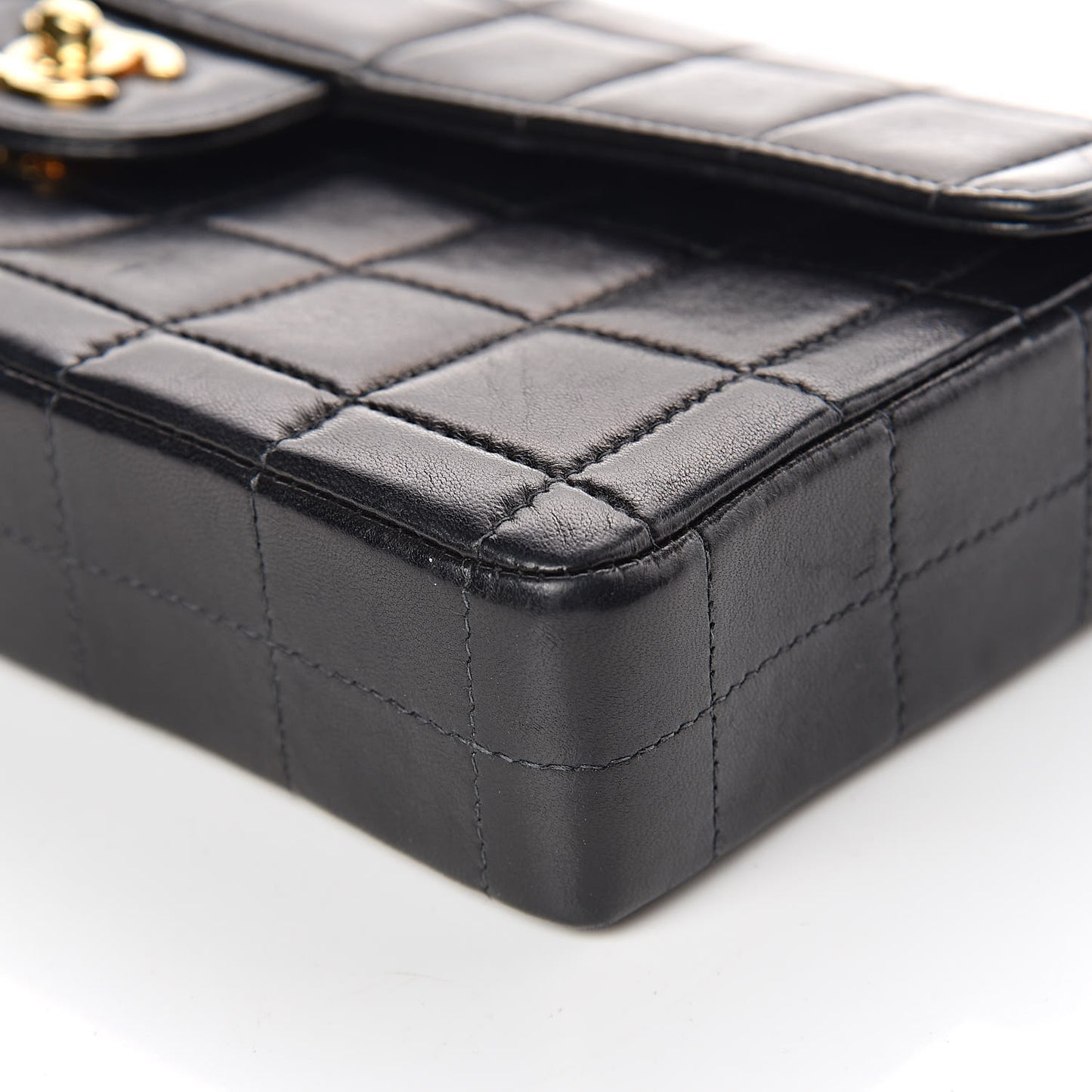 Lambskin East West Chocolate Bar Flap Black