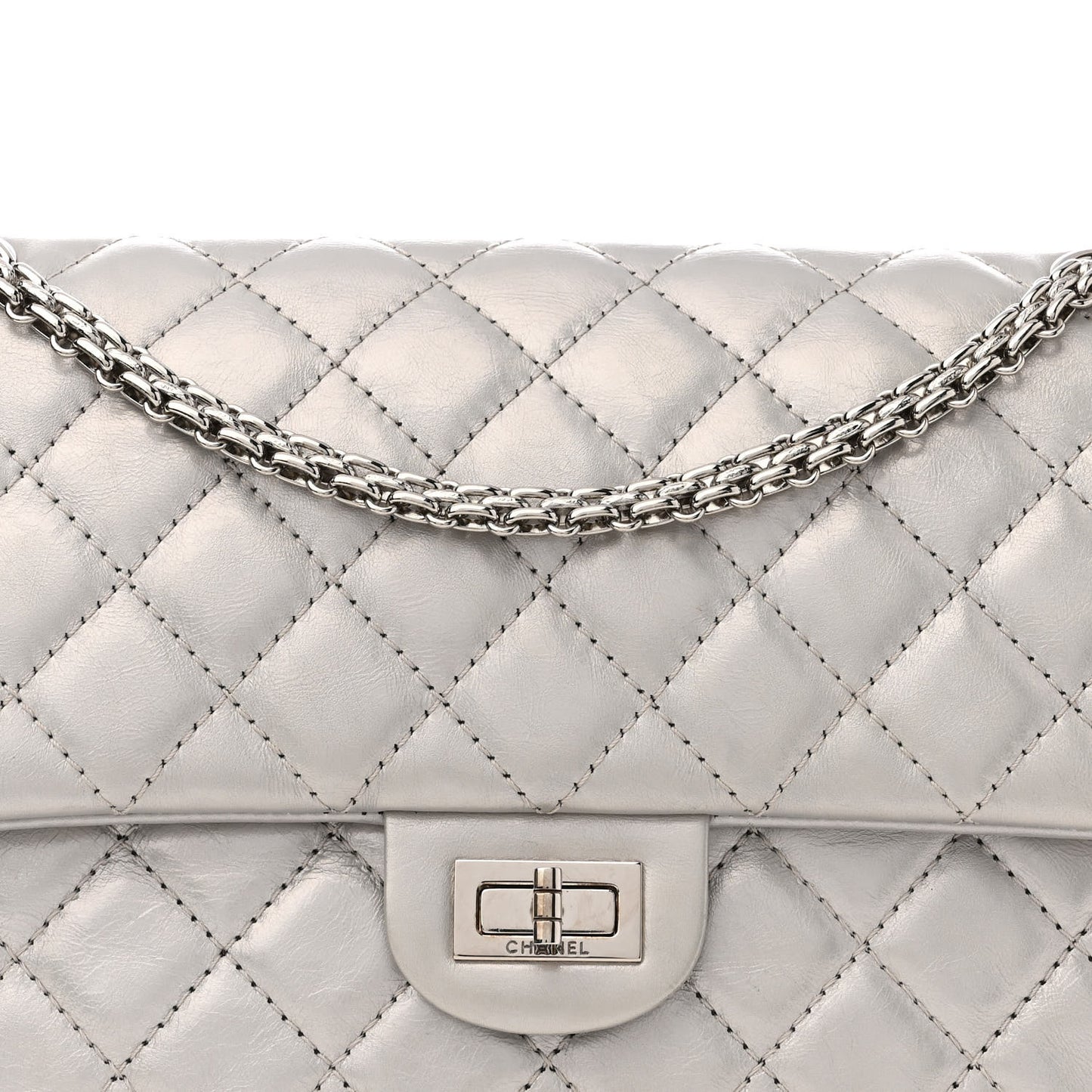 Metallic Lambskin Quilted 2.55 Reissue 226 Flap Silver