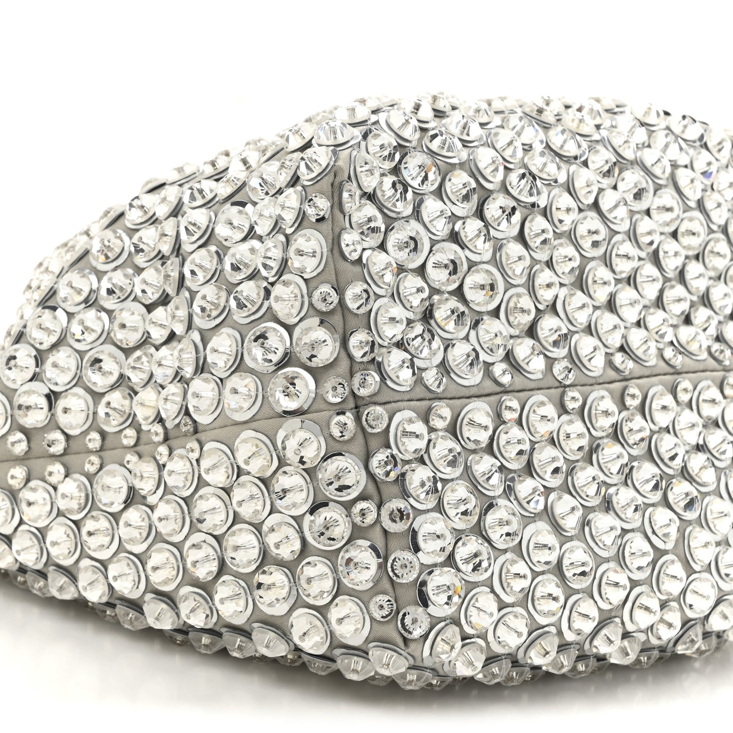 Satin Rhinestone Embellished Small Carry Secrets Bucket Bag Silver