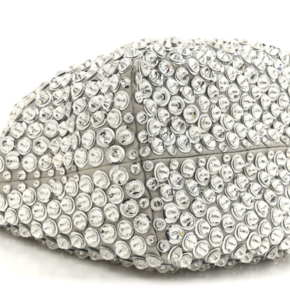 Valentino Garavani Satin Rhinestone Embellished Small Carry Secrets Bucket Bag Silver 8 of 10