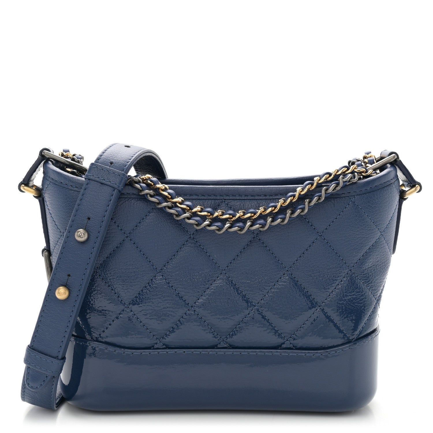 Chanel Patent Goatskin Quilted Small Gabrielle Hobo Blue 1 of 11