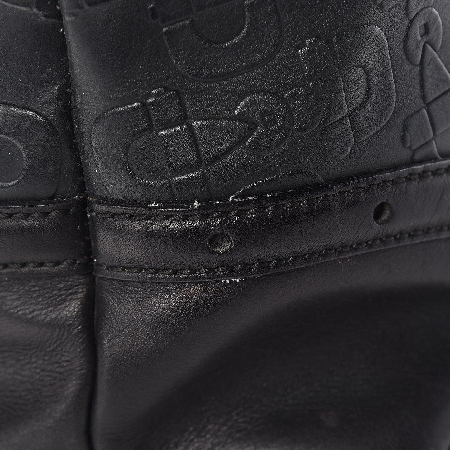 Calfskin Horsebit Embossed Large Glam Shoulder Bag Black