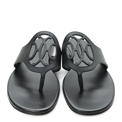 Hermes Calfskin Womens Mage Sandals 39 Black 3 of 9