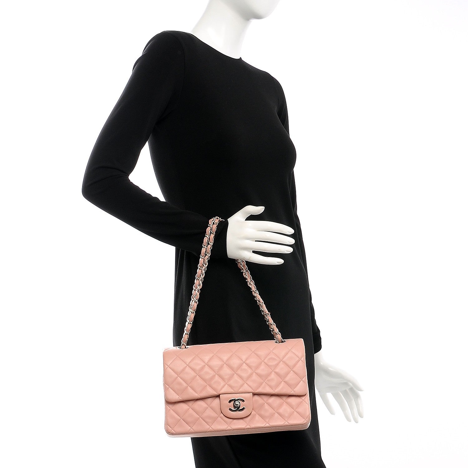Chanel Lambskin Quilted Medium Double Flap Light Pink 2 of 13