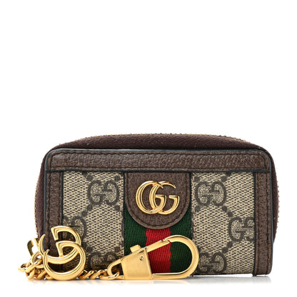 Gucci GG Supreme Monogram Web Ophidia Zip Around Key Case Beige New Acero 1 of 8