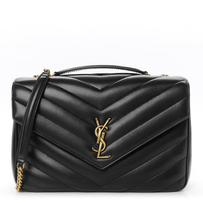 Saint Laurent Lambskin Chevron Quilted Large Loulou Black 1 of 13