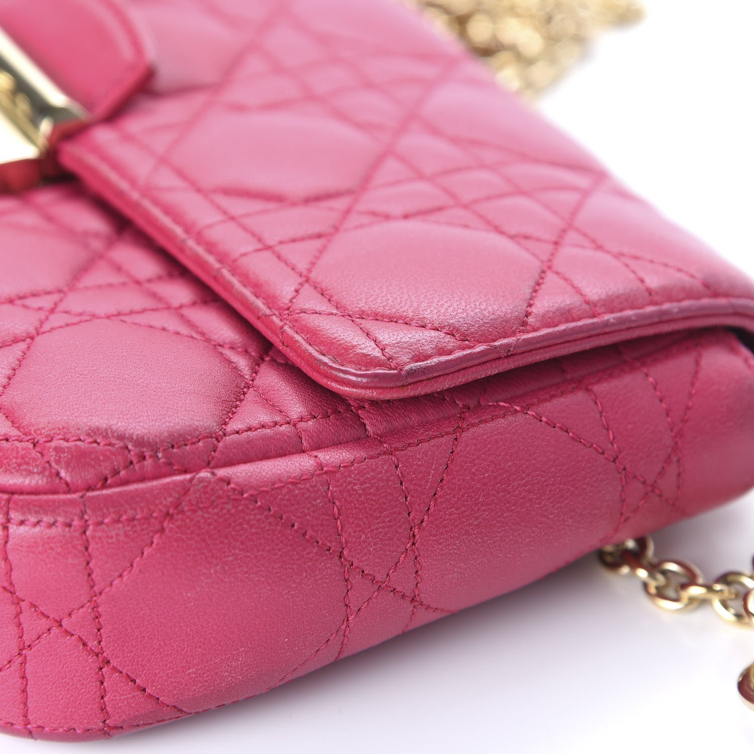 Christian Dior Lambskin Cannage Miss Dior Promenade Pouch Fuchsia 11 of 13