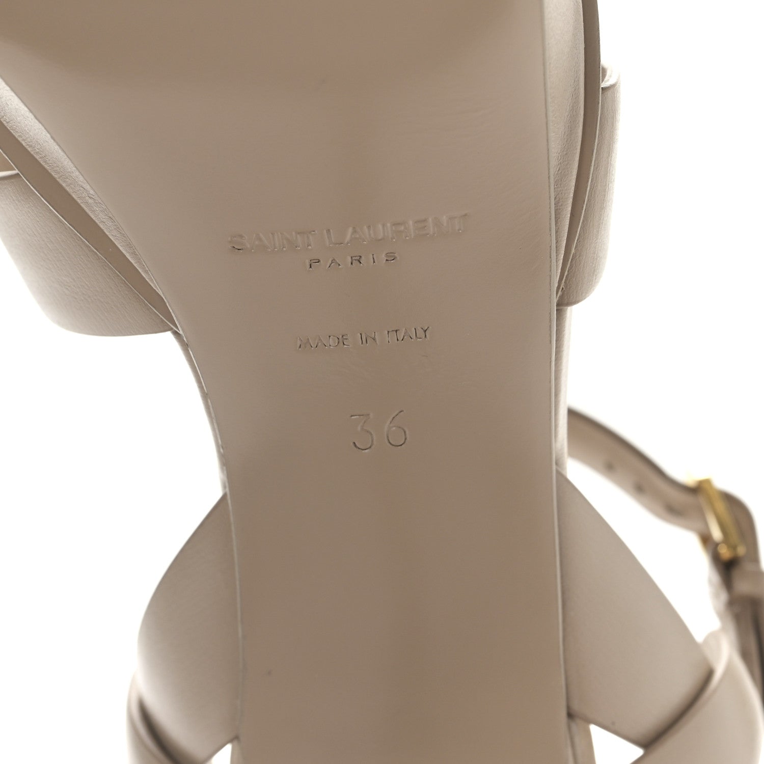 Saint Laurent Calfskin Tribute 75 Platform Sandals 36 Dark Beige 6 of 8