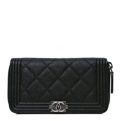 Chanel Caviar Quilted Small Boy Zip Around Wallet Black 1 of 4