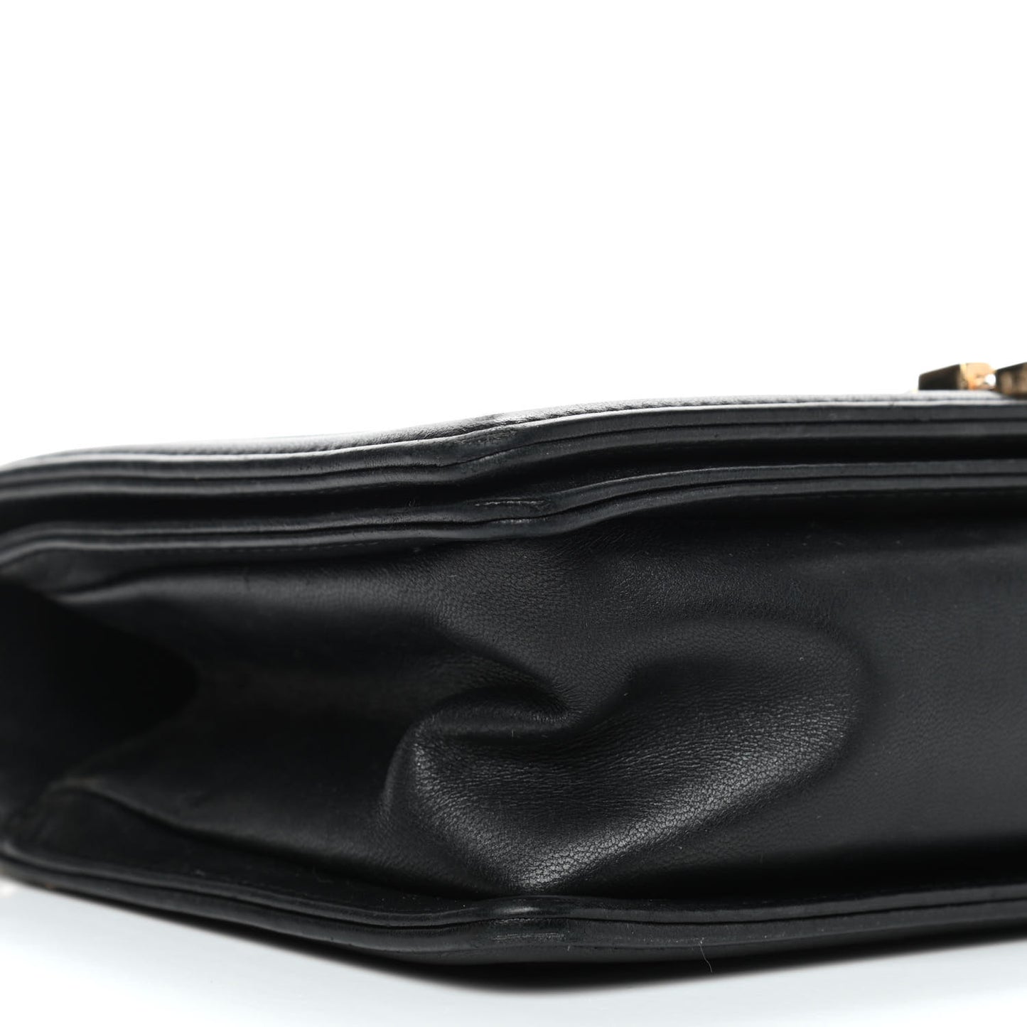 Calfskin Chevron Quilted Medium Boy Flap Black