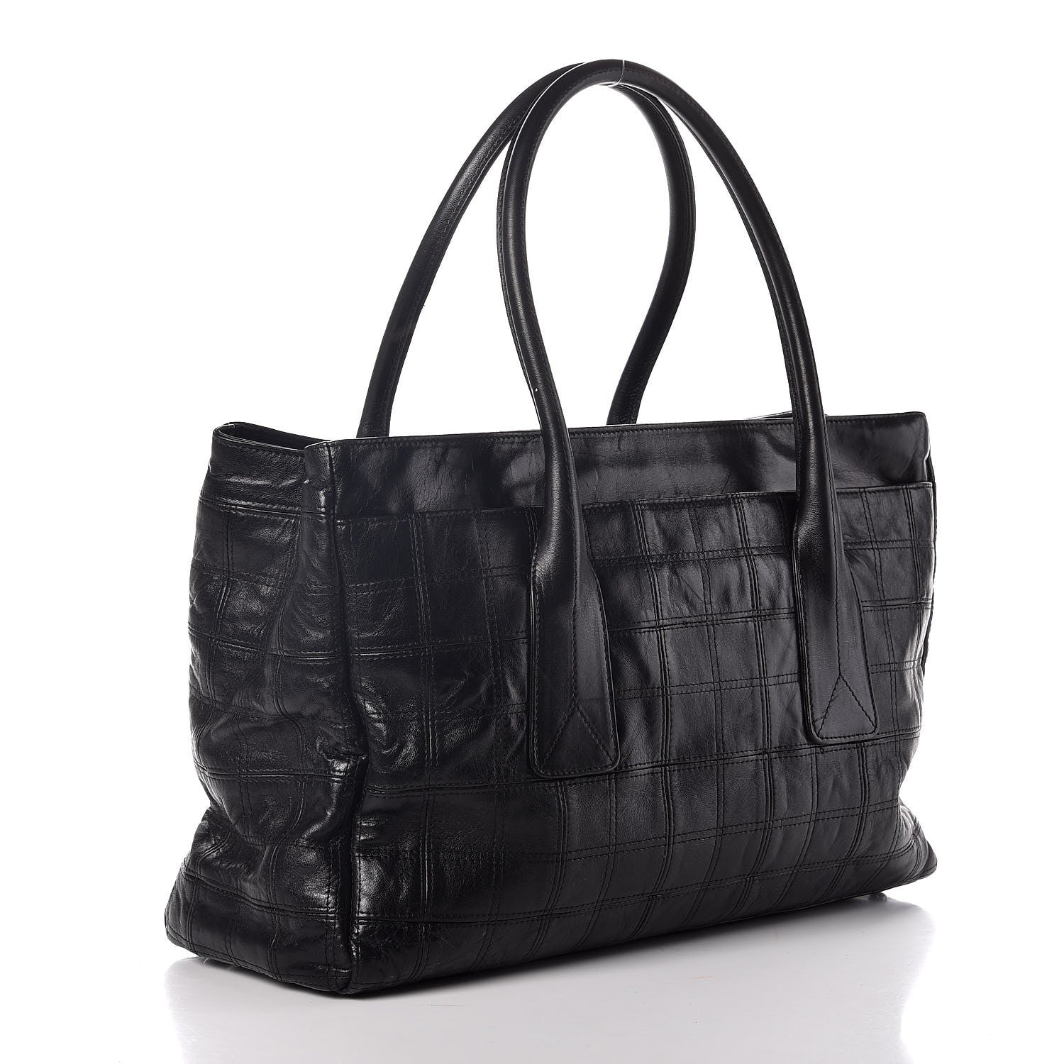 Chanel Lambskin Square Stitched Lax Shopping Tote Black 3 of 10