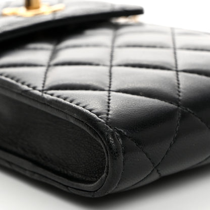Chanel Lambskin Quilted Pearl Crush Phone Holder With Chain Black 10 of 11