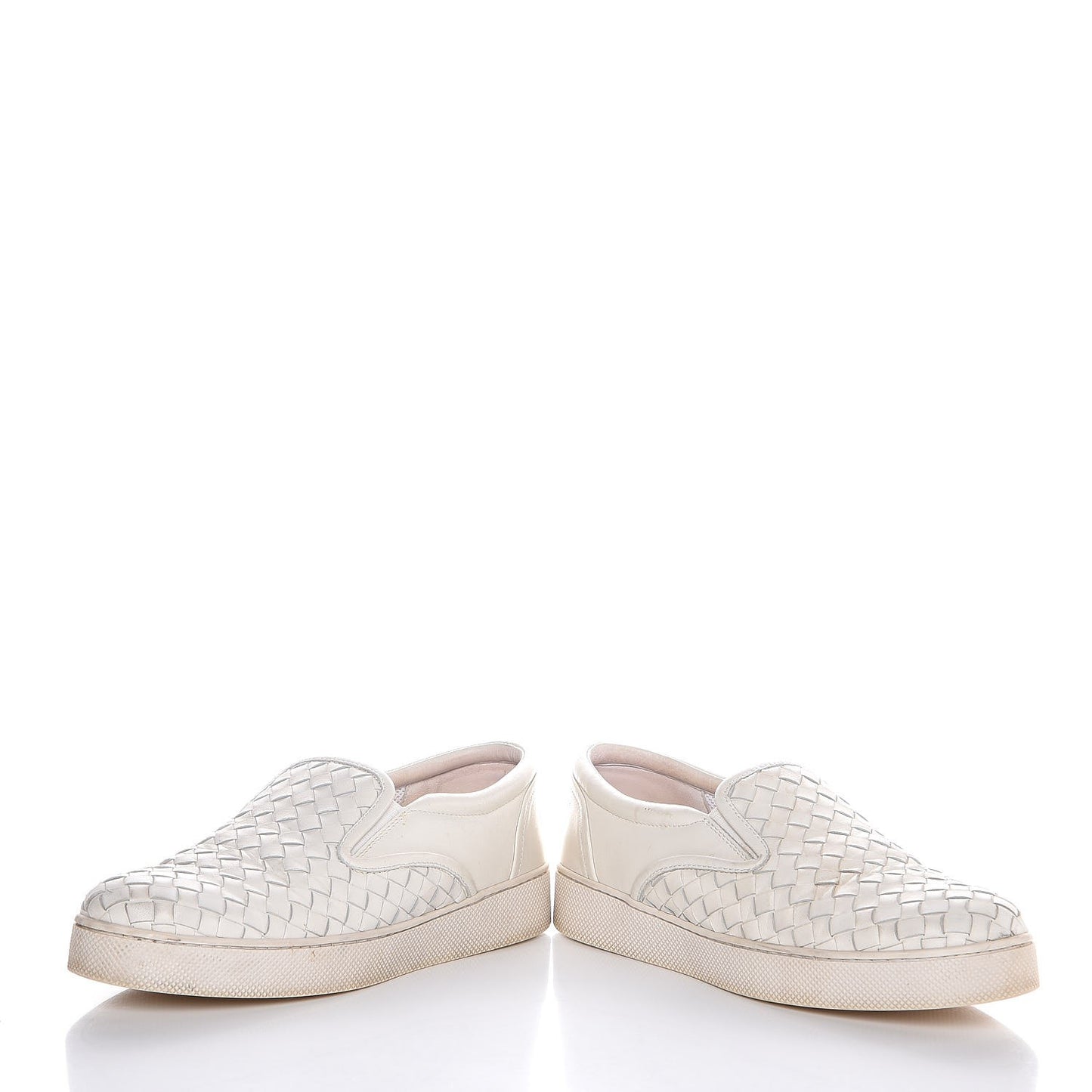 Nappa Intrecciato Slip On Sneakers 37 Bianco White