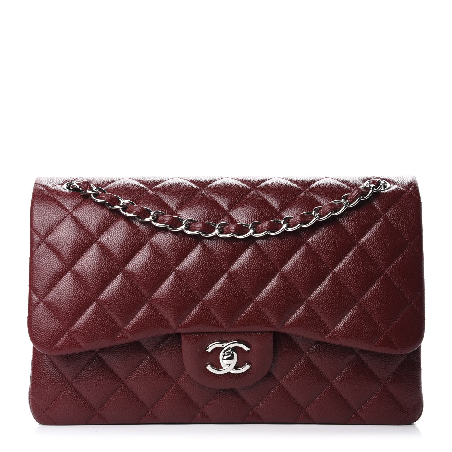 Chanel Caviar Quilted Jumbo Double Flap Dark Red 1 of 10