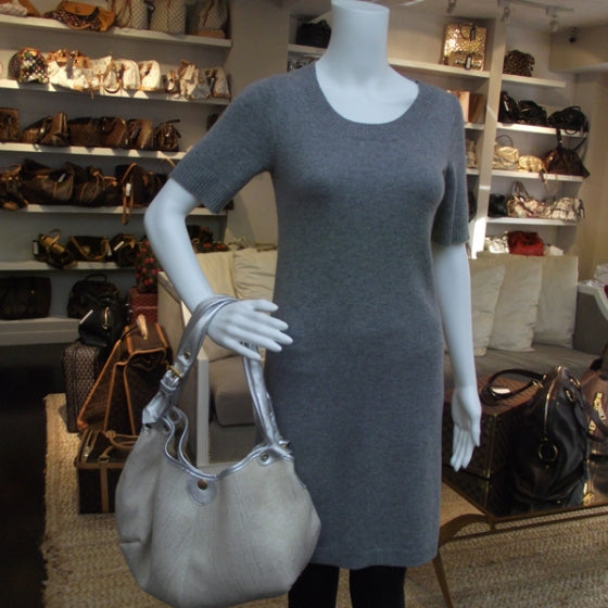 Jimmy Choo Canvas Oracle Hobo Metallic Silver 2 of 8