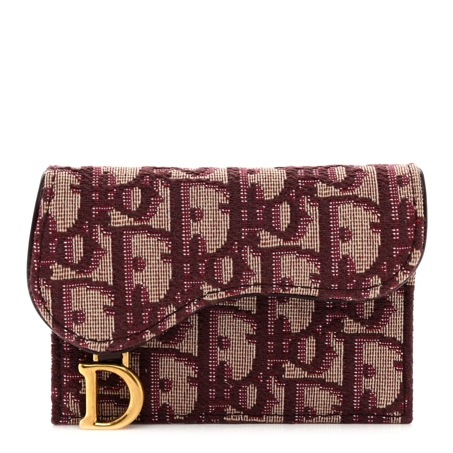 Christian Dior Oblique Saddle Card Holder Bordeaux 1 of 8