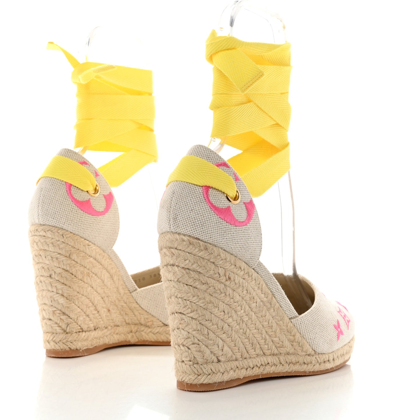 Canvas Monogram Starboard Wedge Espadrilles 38.5 Rose Pop