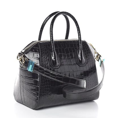 Givenchy Calfskin Crocodile Embossed Small Antigona Black 3 of 9