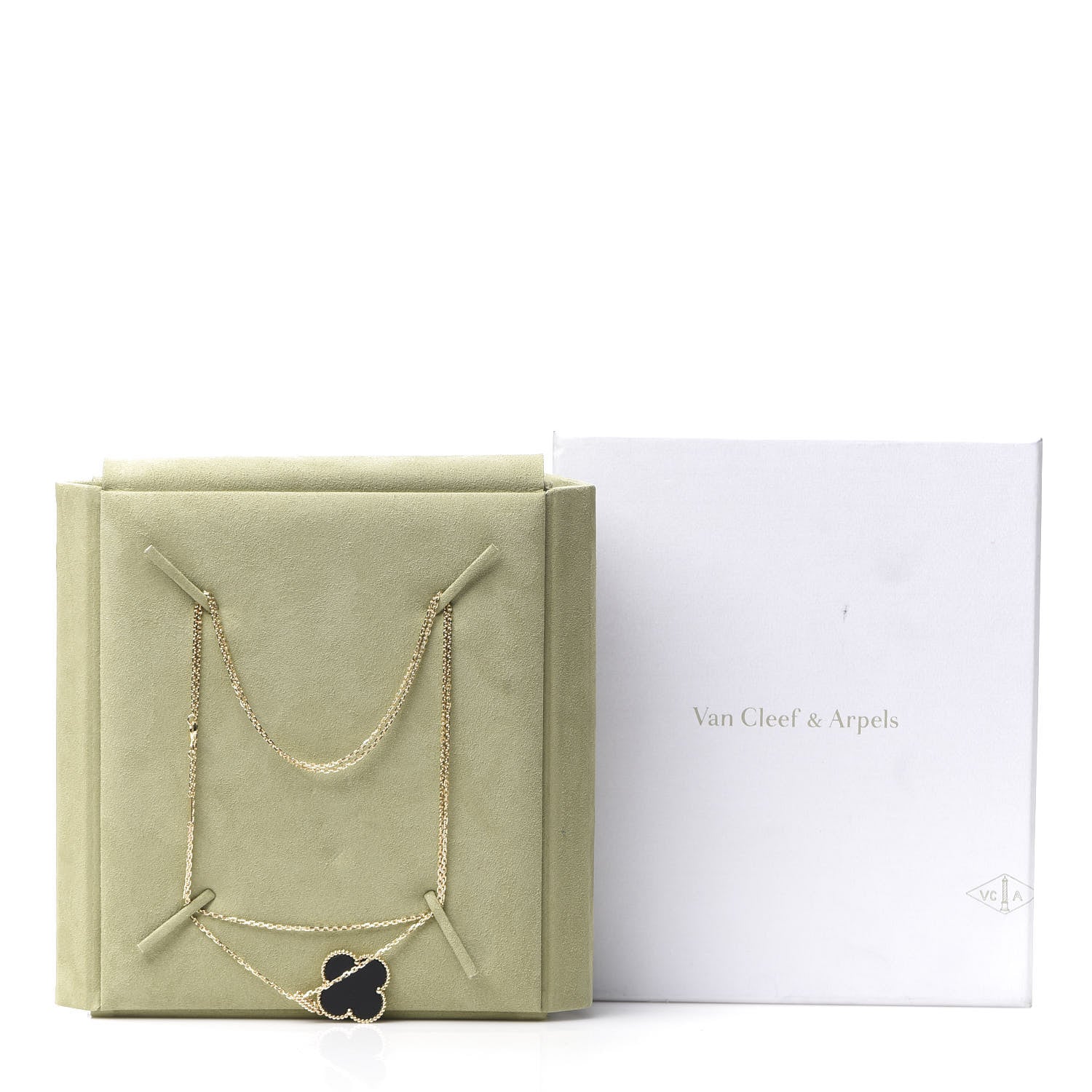 Van Cleef & Arpels 18K Yellow Gold Black Onyx Magic Alhambra Pendant Necklace 7 of 7