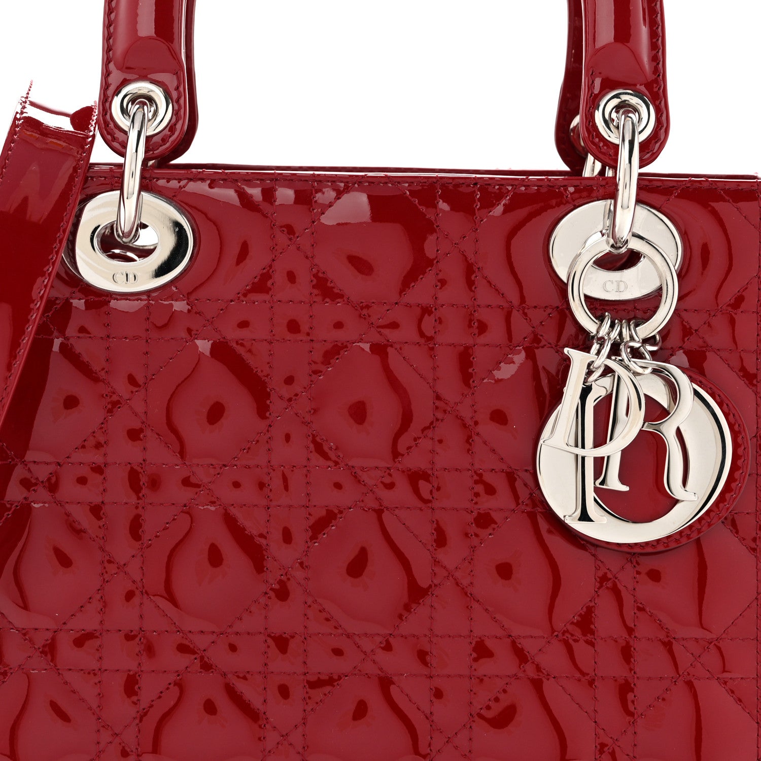 Christian Dior Patent Cannage Medium Lady Dior Red 7 of 11