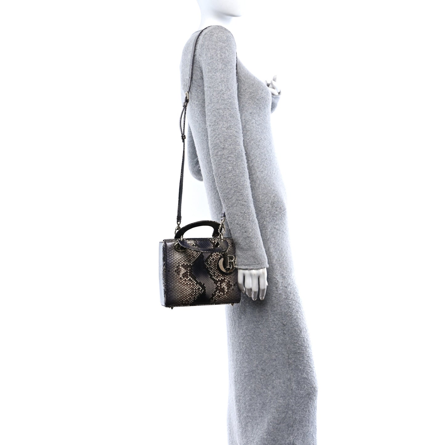 Snakeskin Small Lady Dior Brown Multicolor