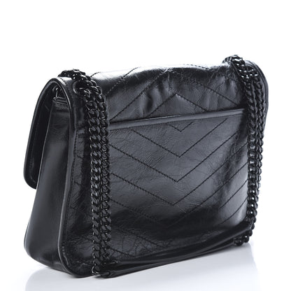 Saint Laurent Crinkled Calfskin Matelasse Monogram Medium Niki Chain Satchel Black 2 of 11