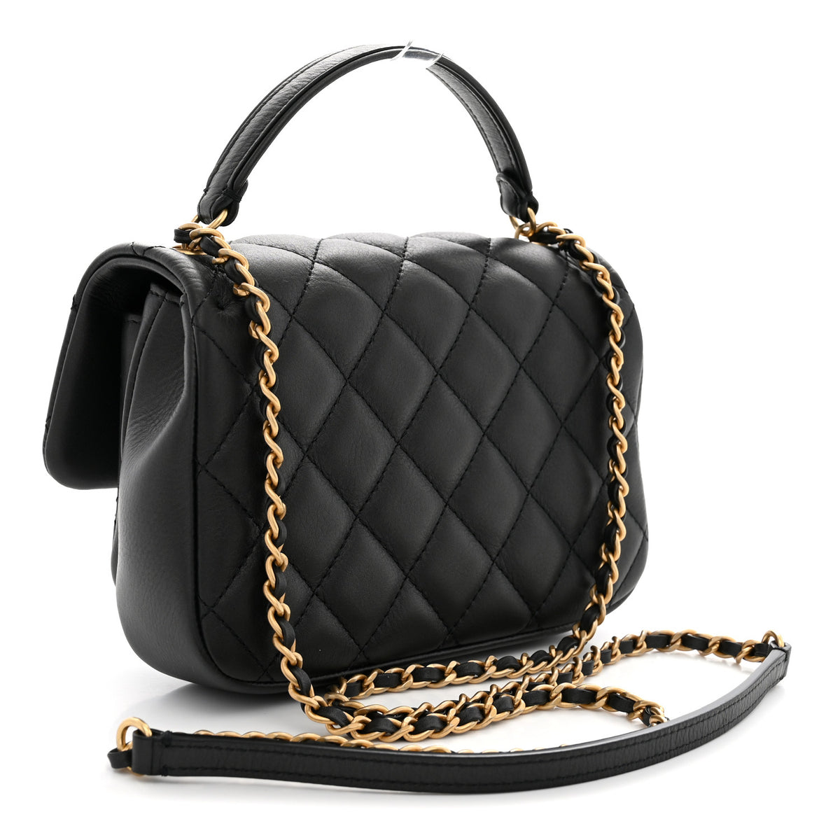 Chanel Calfskin Quilted Top Handle Flap Black 3 of 12