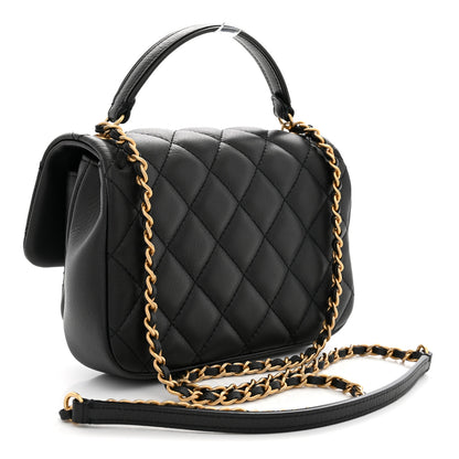 Chanel Calfskin Quilted Top Handle Flap Black 3 of 12