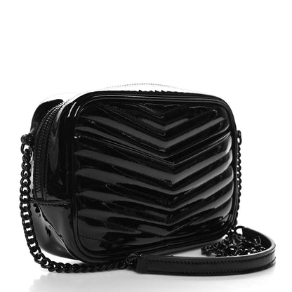 Saint Laurent Patent Calfskin Matelasse Monogram Mini Lou Camera Bag Black 3 of 10