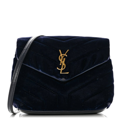 Saint Laurent Velvet Y Quilted Monogram Toy Loulou Crossbody Bag Deep Marine 1 of 14