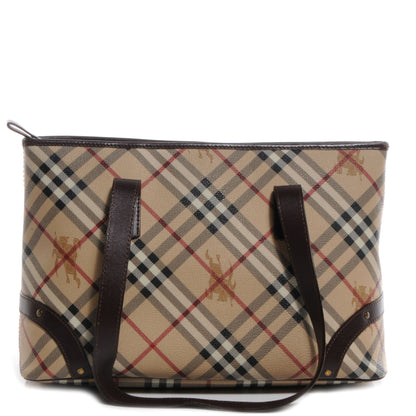 Burberry Haymarket Check Studded Tote Brown 1 of 8