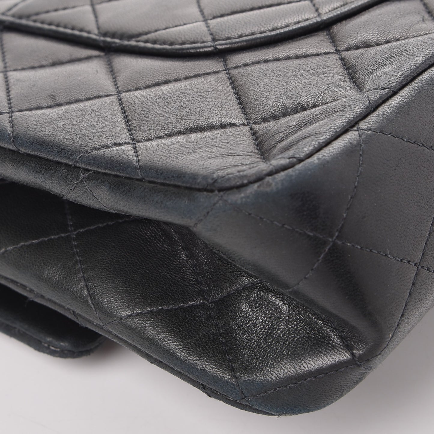 Lambskin Quilted Medium Double Flap Black