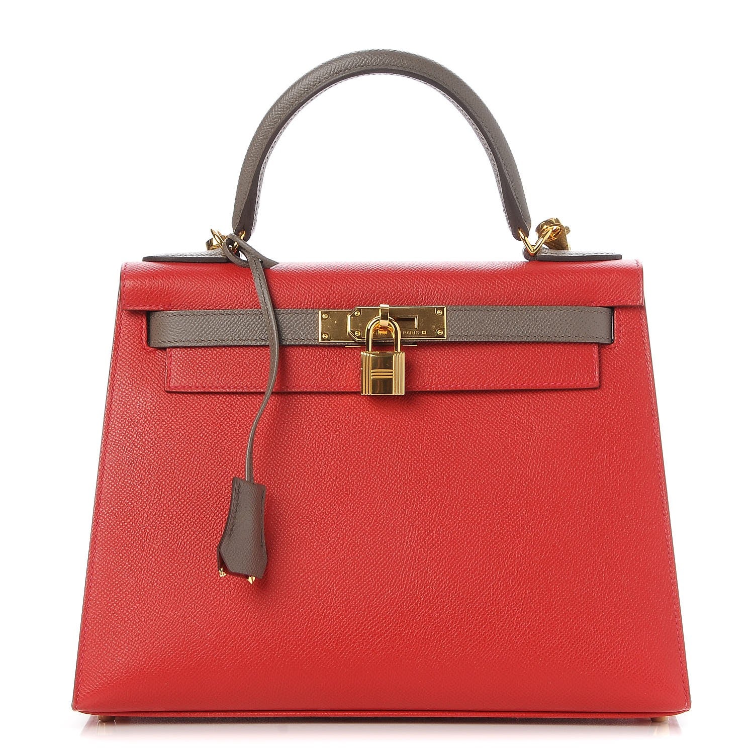 Hermes Epsom Horseshoe Kelly Sellier 28 Rouge Casaque Etain 1 of 36