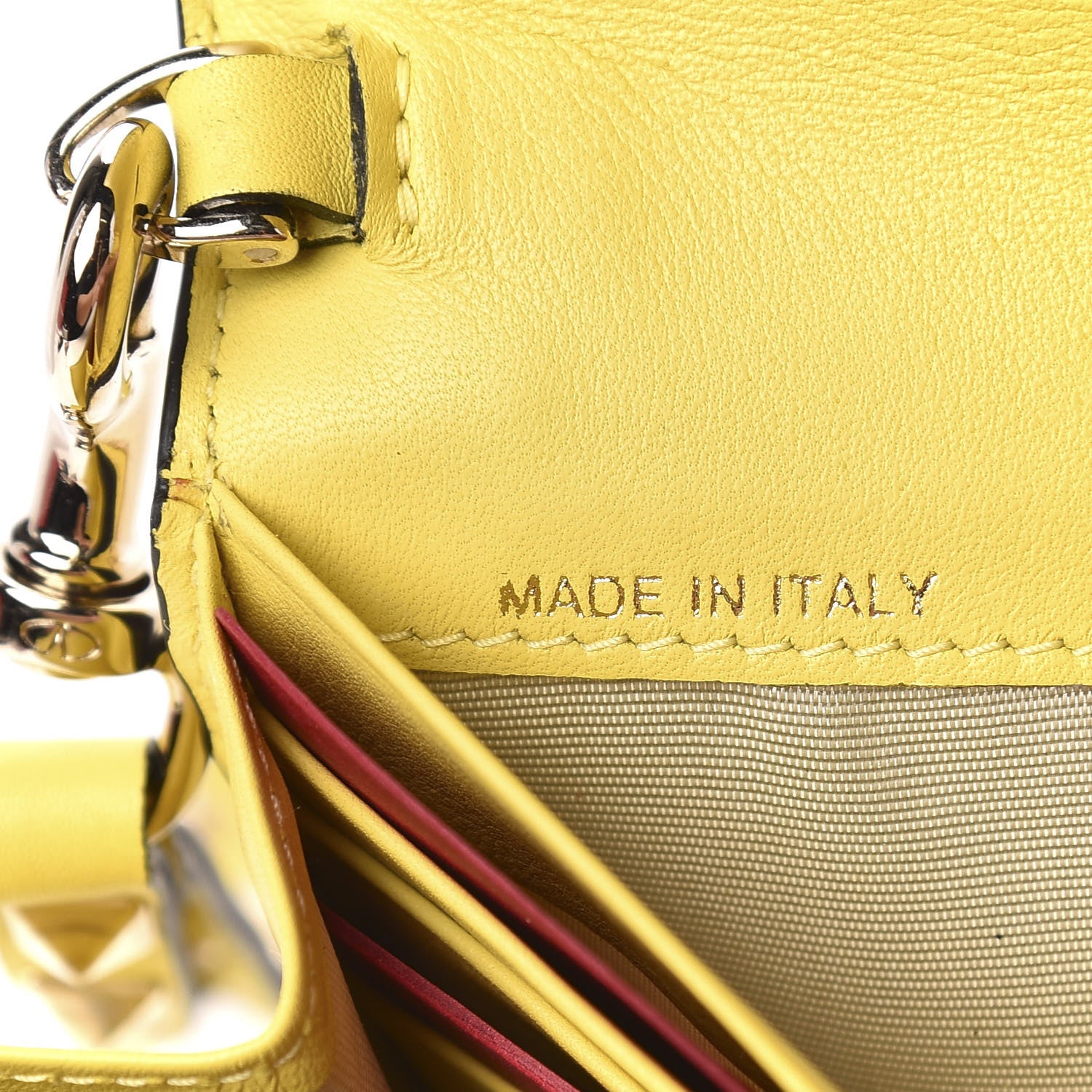 Valentino Garavani Calfskin Rockstud Wristlet Wallet Naples Yellow 8 of 13