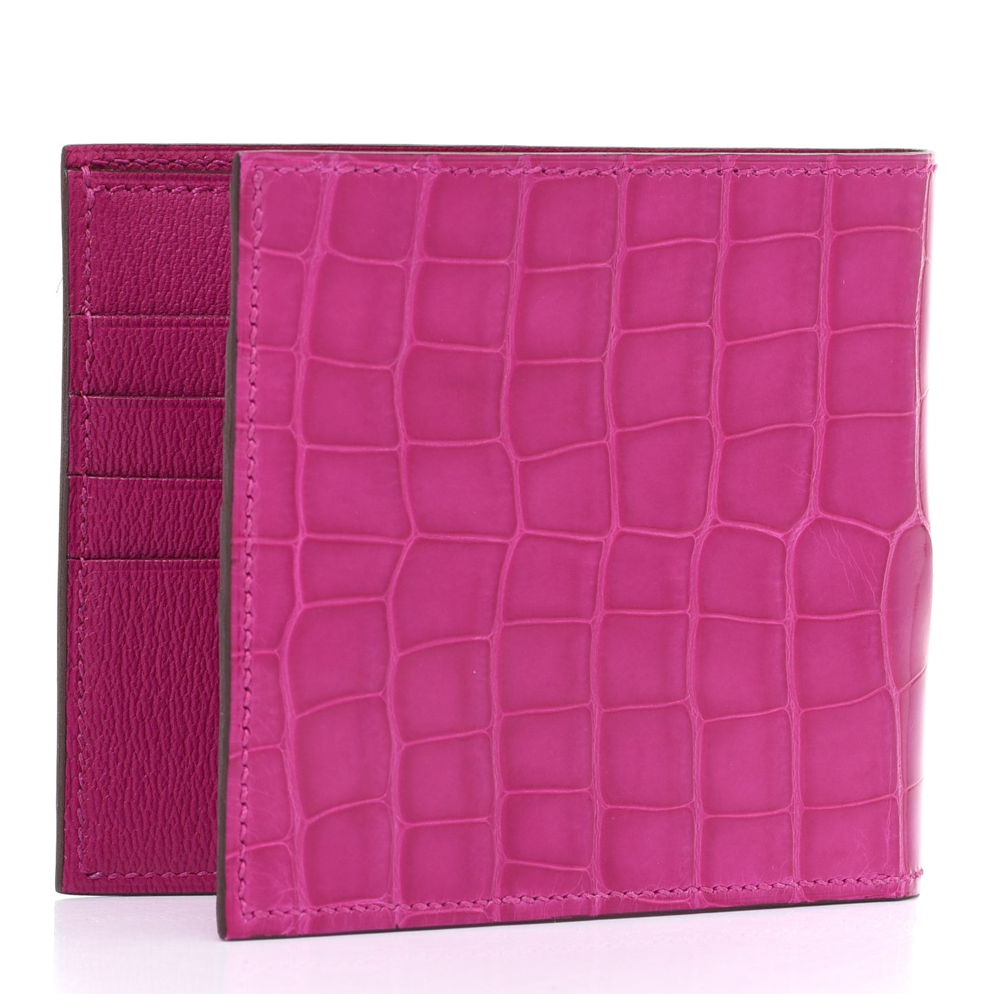 Shiny Alligator MC2 Copernic Compact Wallet Rose Scheherazade